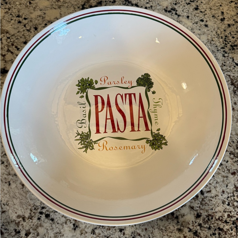 White Pasta Bowl with Herb Design